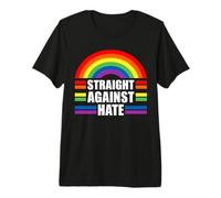 Straight Against Hate Rainbow Gay LGBT Pride Month LGBTQ T-Shirt Haut de Gamme