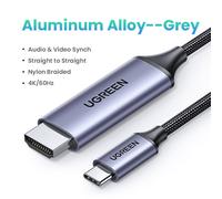 Straight Alu-alloy 2m UGREEN-Câble USB Type-C vers HDMI 4K pour iPhone 15, convertisseur TV, MacPleAir, iPad, Samsung Pixelbook XPS, adaptateur HDMI ""Nipseyteko