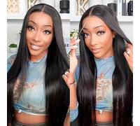Straight Glueless Human Hair Wig - 4x4 Lace Closure Pre-Cut Middle Part Lace Front Beginner Friendly 150% Density 20 Inch
