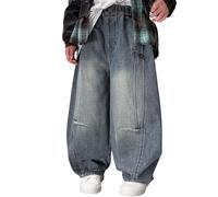 Straight Jeans Jean Droit Casual Garçon Pantalon Thermique d'Hiver en Jean Doublé Polaire pour Garçons, Doux et Chaud, Coupe Confortable et Extensible, pour les Jeux d'Extérieur (Dark Blue, 5-6 Years)