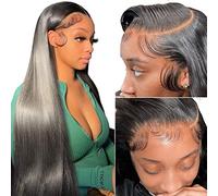 Straight Lace Front Wigs Human Hair 13x4 HD Transparent Lace Front Wigs for Black Women Glueless Brazilian Virgin Hair Lace Frontal Wig 150% Density Pre Plucked with Baby Hair Hairline