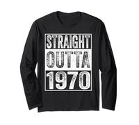 Straight Outta 1970 Men Women Year Birth of Birthday Vintage Manche Longue
