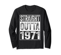 Straight Outta 1971 Men Women Year Birth of Birthday Vintage Manche Longue