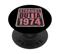 Straight Outta 1974 Anniversaire pour femme Effet vieilli Vintage années 70 PopSockets PopGrip Adhésif