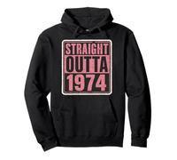 Straight Outta 1974 Anniversaire pour femme Effet vieilli Vintage années 70 Sweat à Capuche
