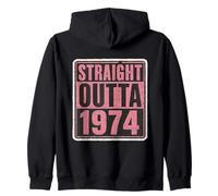 Straight Outta 1974 Anniversaire pour femme Effet vieilli Vintage années 70 Sweat à Capuche