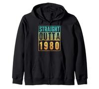 Straight Outta 1980 Vintage Years Birth of Birthday Classic Sweat à Capuche