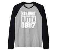 Straight Outta 1987 Vintage 1987 Years Old Birth of Birthday Manche Raglan