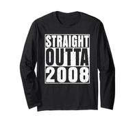 Straight Outta 2008 18 Years Old Gifts Vintage 18th Birthday Manche Longue