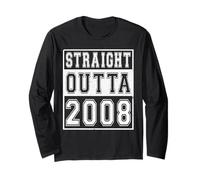 Straight Outta 2008 Classic Birth of Birthday Year Vintage Manche Longue