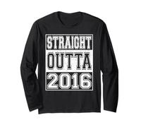 Straight Outta 2016 Men Women Vintage Year 2016 Birthday Manche Longue