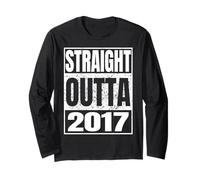 Straight Outta 2017 Classic Year Birth of Birthday Vintage Manche Longue