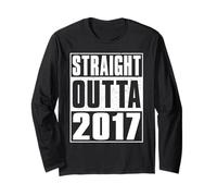 Straight Outta 2017 Men Women Vintage 2017 Birth of Birthday Manche Longue