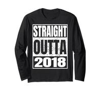 Straight Outta 2018 Classic Year Birth of Birthday Vintage Manche Longue