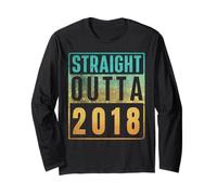 Straight Outta 2018 Vintage Years Birth of Birthday Classic Manche Longue