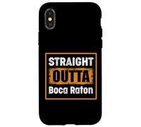 Straight Outta Boca Raton Florida USA Retro Distressed Humour Coque pour iPhone X/XS