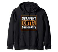 Straight Outta Carson City Nevada USA Retro Distressed Humour Sweat à Capuche