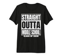 Straight Outta Middle School Class of 2028 Funny Graduation T-Shirt Haut de Gamme