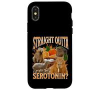 Straight Outta Serotonin Funny Capybara Meme Bootleg Y2K Coque pour iPhone X/XS