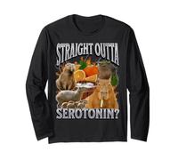 Straight Outta Serotonin Funny Capybara Meme Bootleg Y2K Manche Longue