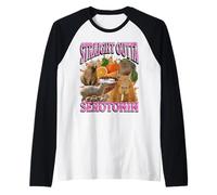 Straight Outta Serotonin Funny Capybara Meme Bootleg Y2K Manche Raglan