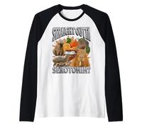Straight Outta Serotonin Funny Capybara Meme Bootleg Y2K Manche Raglan