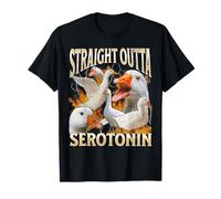 Straight Outta Serotonin Funny Goose Meme Bootleg Y2K T-Shirt