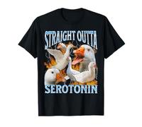 Straight Outta Serotonin Funny Goose Meme Bootleg Y2K T-Shirt