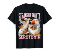 Straight Outta Serotonin Funny Goose Meme Bootleg Y2K T-Shirt