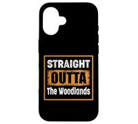 Straight Outta The Woodlands Texas USA Humour Vintage Coque pour iPhone 16