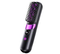 Straightener Brush - Rechargeable Auto Off Straightening Tool, 4 Temperature Settings Brush with Fast Heat Design, Smooth Styling Tool for Home Travel Apartment, College Dorm Vacation