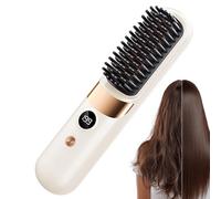 Straightener Brush, Rechargeable Straightening Brush with 4 Temperature Settings and Auto Shut Off, Portable Styling Comb for Smooth Straight, for Women Home Travel Apartment College