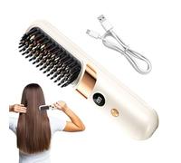 Straightening Brush - Cordless 5-in-1 Hair Styling Comb With Temperature Display | USB Rechargeable Portable Hair Straightener & Volumizing Brush For Travel, Home, Salon