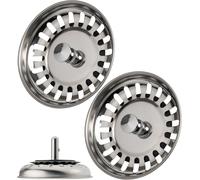 Strainer Basket For Sink,Diameter 82 Mm,Set Of 2,25 Mm Spindle,Stainless Steel Basket Stopper For Sink,Ideal Replacement Part For Blanco Sink,Strainer Valve Strainer Basket Strainer