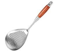 Strainer Spoon - Durrable Stainless Steel Ladle, Smmooth Surrface Slotted Skimmers, Ensurre Quick Draining Utensils, Primme Wooden Handle Cookware Gears - For Meat Noodle Dumpling Pots Home