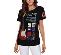 Straits Rock Band Dire T-Shirt Femme Rock Band - Tee Shirt Manches Courtes Musique Vintage - Haut Casual Été Streetwear Mode Fans Concert - Cadeau Idée Rock Classique Large