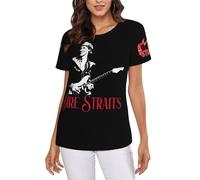 Straits Rock Band Dire T-Shirt Femme Rock Band - Tee Shirt Manches Courtes Musique Vintage - Haut Casual Été Streetwear Mode Fans Concert - Cadeau Idée Rock Classique Large