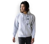 Strand Clothing Ichigo Ichie Sweat à capuche zippé Motif calligraphie japonaise, gris, XXL