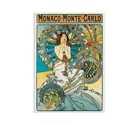 Strand Clothing Impression d'art vintage Alphonse Mucha - Monaco Monte Carlo - Décoration murale - Illustration de peinture antique (A3 sans cadre)
