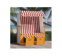 vidaXL Strandkorb avec auvent Résine tressée bois solide Rouge blanc G