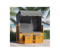 Strandkorb avec auvent résine tressée et bois solide anthracite