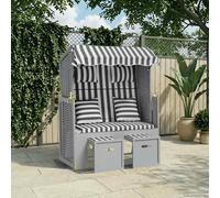 Strandkorb avec Coussin Résine Tressée Bois Solide Anthracite Plage vidaXL