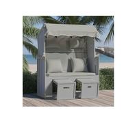 Strandkorb avec Coussin Résine Tressée Bois Solide Anthracite Plage vidaXL