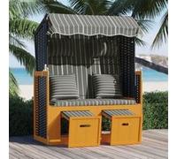 Strandkorb avec coussins Résine tressée bois solide Noir gris