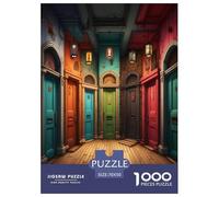 Strange Colourouge Doors Puzzles 1000 Pièces Cadeau Unique Jeu Éduchatif Défi Jouet À De Qualité Supérieure Peinture Art pour Adultes Et Enfants À Partir De 12 Ans 70x50cm/1000pcs
