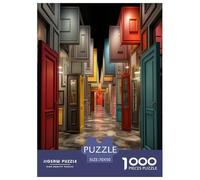 Strange Colourouge Doors Puzzles 1000 Pièces Cadeau Unique Jeu Éduchatif Défi Jouet À De Qualité Supérieure Peinture Art pour Adultes Et Enfants 70x50cm/1000pcs