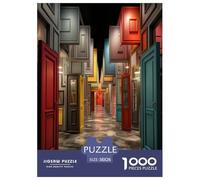 Strange Colourouge Doors Puzzles 1000 Pièces Cadeau Unique Jeu Éduchatif Défi Jouet À De Qualité Supérieure Peinture Art pour Adultes Et Enfants À Partir De 14 Ans 38x26cm/1000pcs
