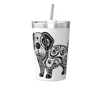 Strange Dog Tasse isotherme en paille conique avec paille isotherme, parfaite pour une utilisation en salle de sport ou à emporter avec vous