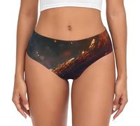 Strange Feather Pen Prints String Culotte pour femme Haute élasticité Couverture complète Sous-vêtement près du corps, Noir/blanc, S