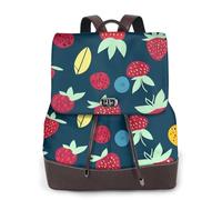 Strange Leaf Strawberry Sac à dos de voyage tendance pour femme, sac à dos décontracté, sac à dos en cuir imprimé pour femme pour le travail